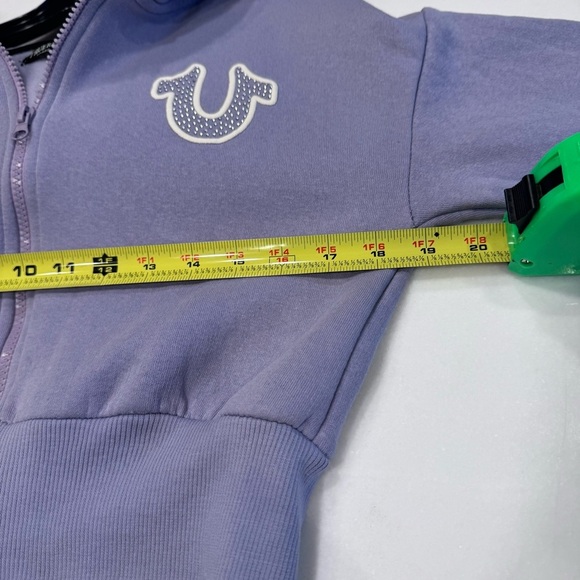 TRUE RELIGION Brand Jeans Women’s ZIP CROP HOODIE Lavender SIZE S (4) - Picture 5 of 10